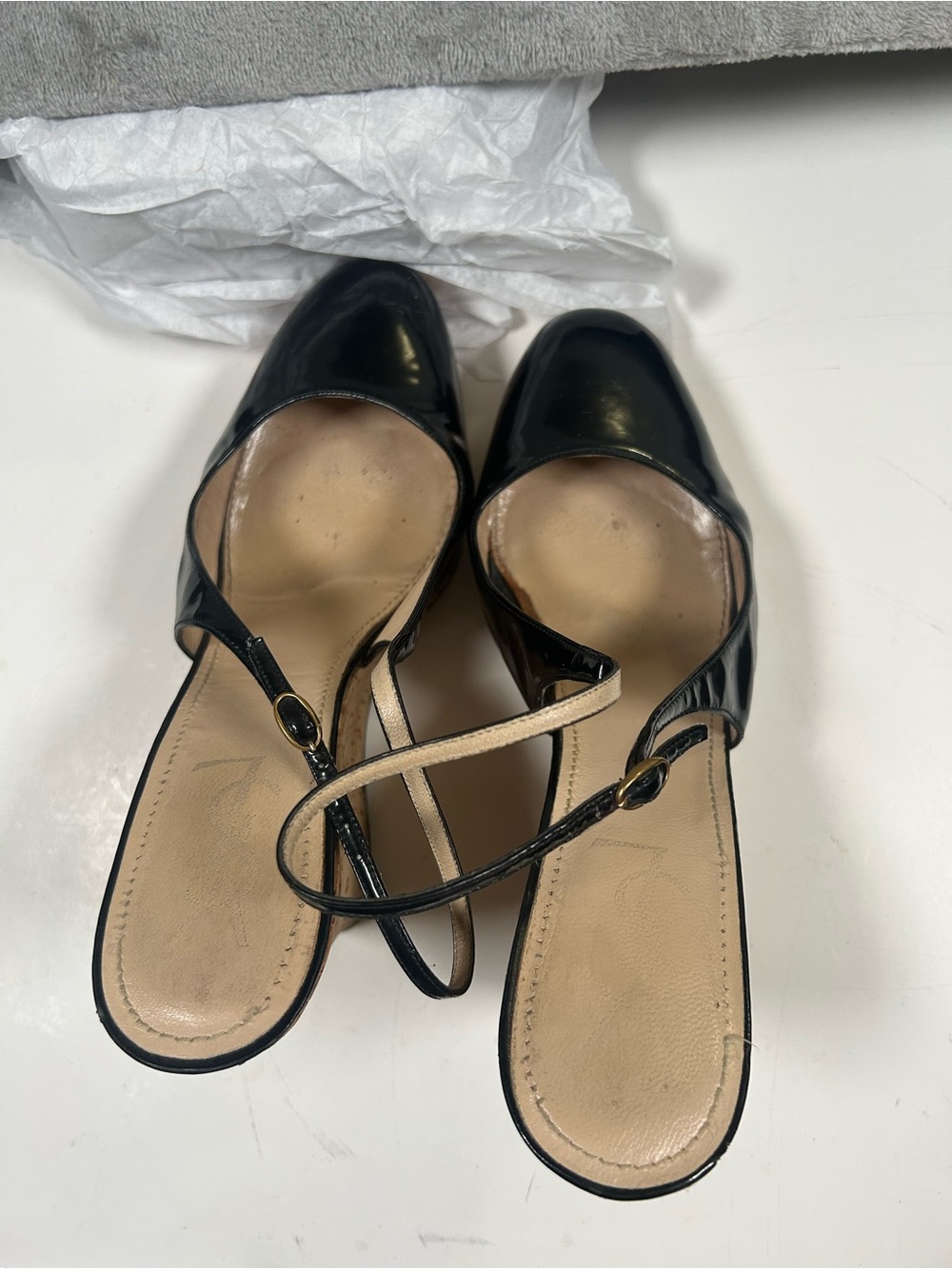 Yves Saint Laurent Black Patent Leather Slingback Clog Mules - Picture 10 of 16